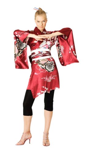 Kort Rød Kimono Kjole