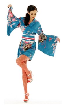 Kort Turkis Kimono Kjole