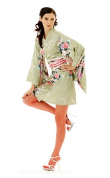 Kort Grønn Kimono Kjole