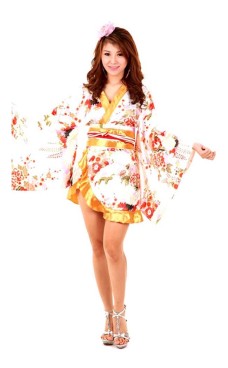 Hvit Asiatisk Kimono